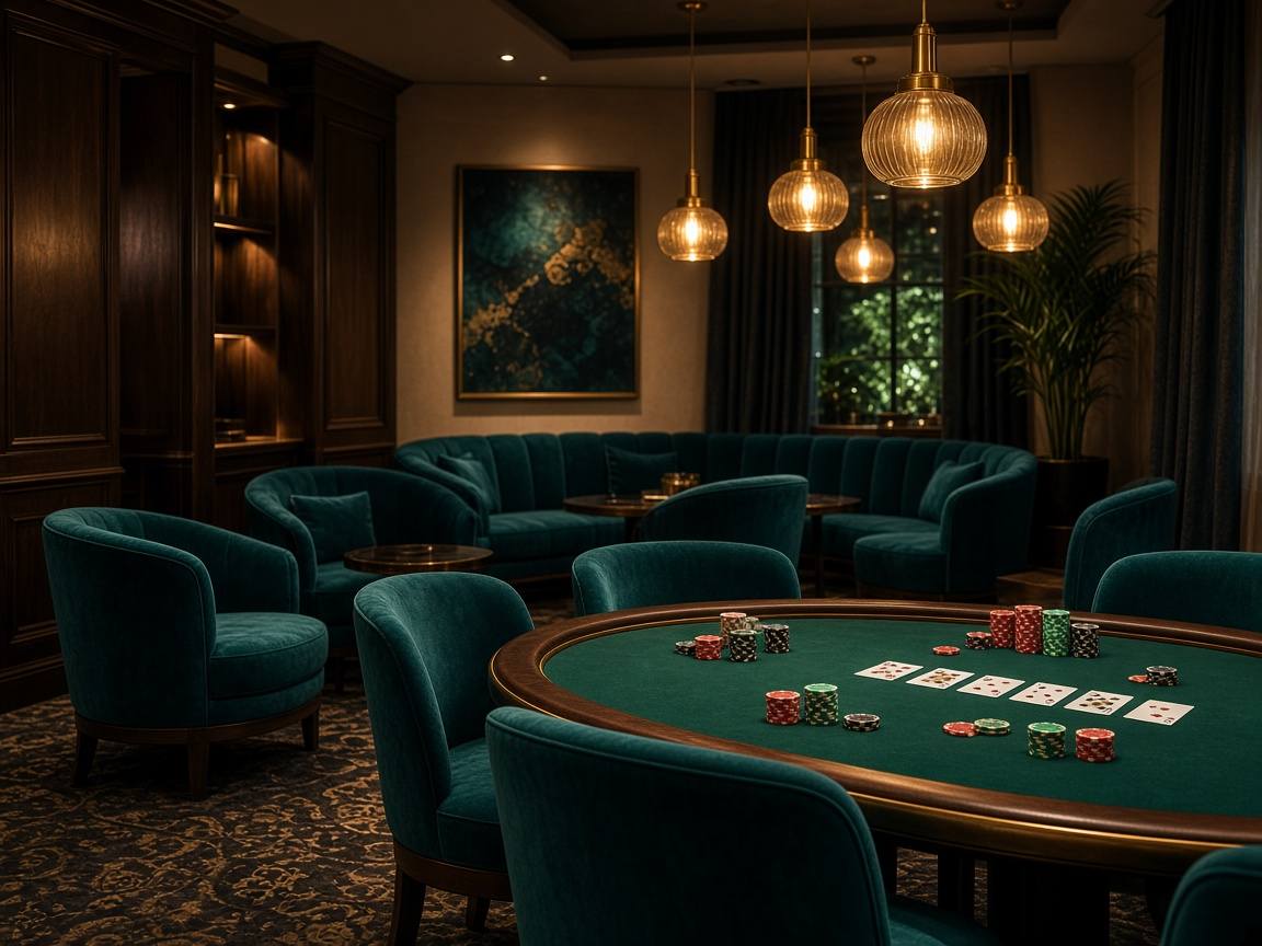 Elegant casino lounge with green felt table at EatsVilleUK